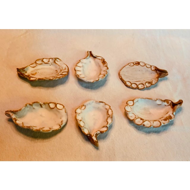 Handformed Biloxi Iron Oxide & White Glaze Stoneware Oyster Small Plates - Set of 6 For Sale - Image 4 of 12