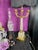 Mid 20th Century Hollywood Regency Crystal & Brass Four‑Arm Candelabra Lamps With Black Fringe Shades — A Dramatic Pair For Sale - Image 4 of 12