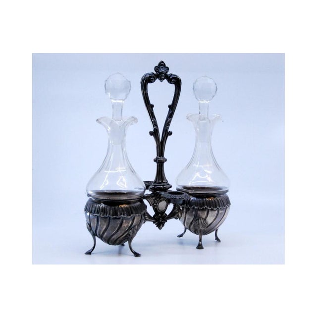 Cut Glass Silver Cruet, Set of 3, in Very Good conditions. Designed before 1890 This piece has an attribution mark, I am...