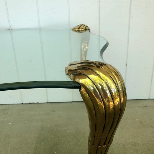 Late 20th Century 20th Century Hollywood Regency Brass and Glass Table For Sale - Image 5 of 13