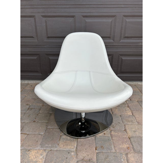 Mid-Century Modern Vintage Carl Öjerstam Ikea Tirup Chair in White Leather For Sale - Image 3 of 7