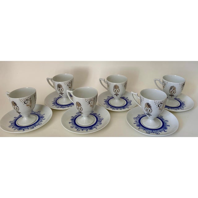 Cups and Saucers by Monaco Porcelain Design, 1970s, Set of 6 For Sale - Image 11 of 13