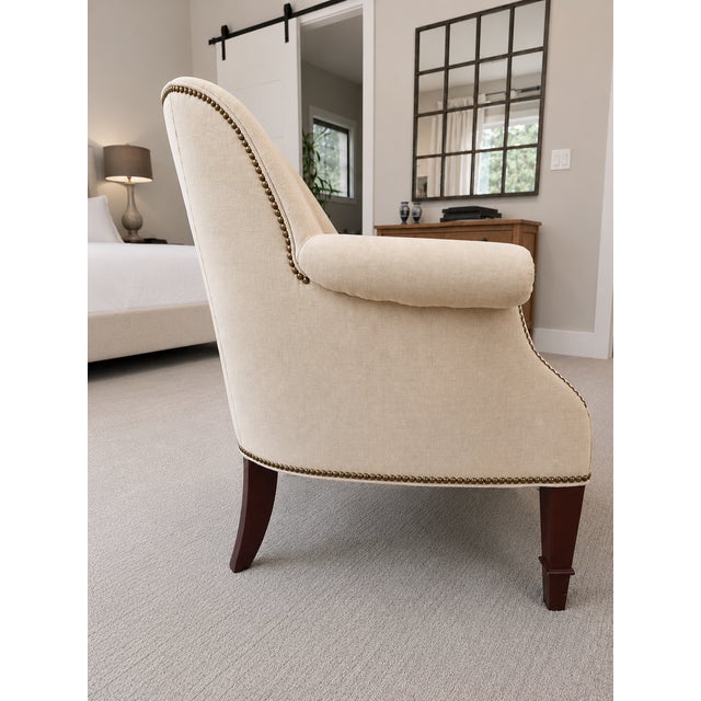 English Vintage Baker Furniture Milling Road Mahogany Club / Bergère Chair For Sale - Image 3 of 5