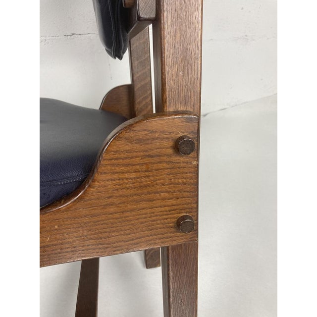 SBrutalist Oak and Leather Dining Chairs, 1960s, Set of 4 For Sale - Image 18 of 18