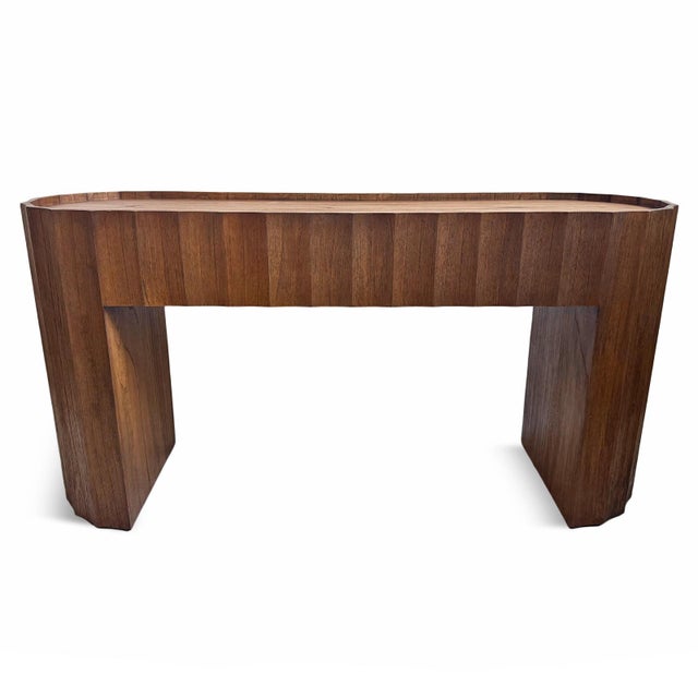 Scalloped Oval Wood Console Table For Sale In Los Angeles - Image 6 of 12