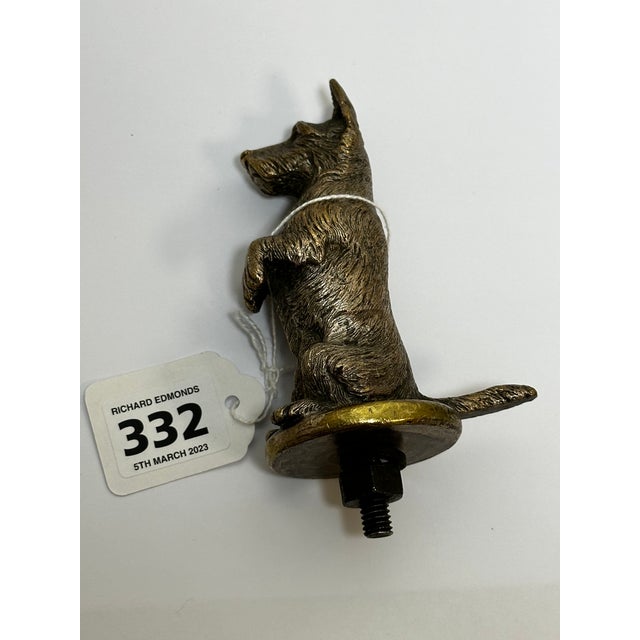 Bronze Rare Early 20th Century Asprey London Bronze Begging Scottie Dog Car Radiator Mascot For Sale - Image 8 of 18