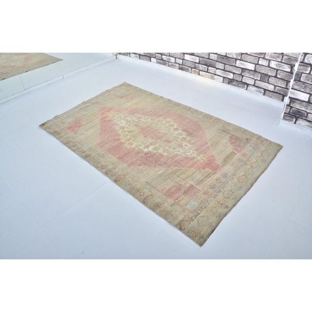 Handmade wool carpet in Turkish Anatolia , Vintage Oushak Rug,Turkish Vintage Anatolian Rug, Handmade wool Rug . One Of...
