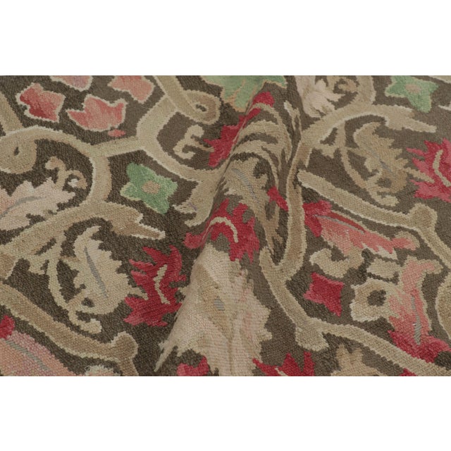 Textile 18th Century Aubusson Style Inspired Design Brown Wool Runner by Rug & Kilim For Sale - Image 7 of 8