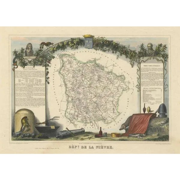 Map of the French Department of Nièvre For Sale - Image 3 of 6