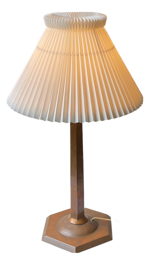 Art Deco Copper Obelisk Table Lamp with Le Klint Shade, 1930s
