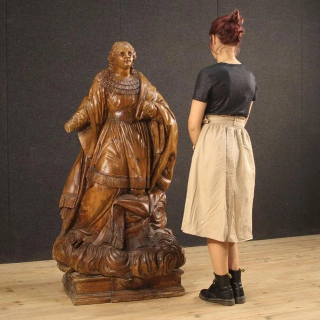 German Artist, Saint on a Cloud, 1780, Wood For Sale - Image 9 of 13