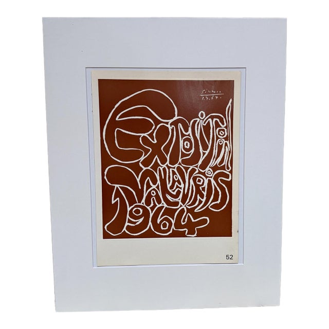 1964 Picasso Poster Exposition Vallauris, Mid-Century Modern, Paper For Sale
