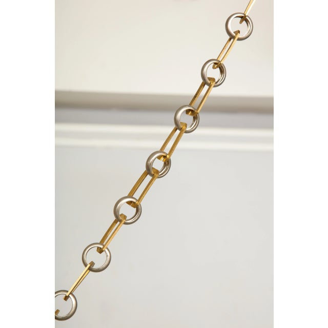 Bespoke Art Deco Style Nickel and Brass-Plated Pendant Fixture For Sale In New York - Image 6 of 8