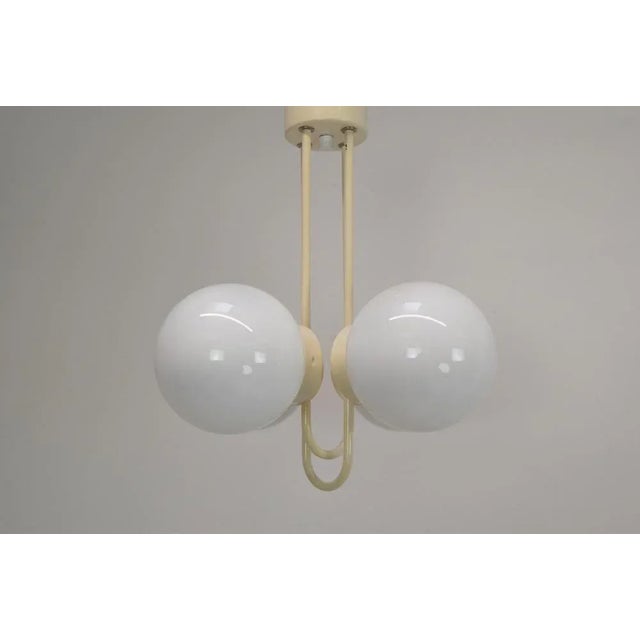 Made in czechoslovakia made of glass, metal with aged patina 4x60w, e27 or e26 bulb us wiring compatible good original...