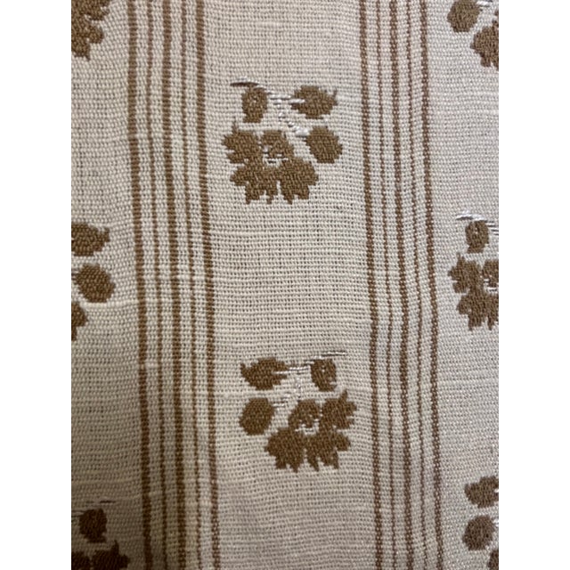 More than 25yards of classic Brunschwig & Fils fabric from the 1980s off white background with light brown flower and stripe
