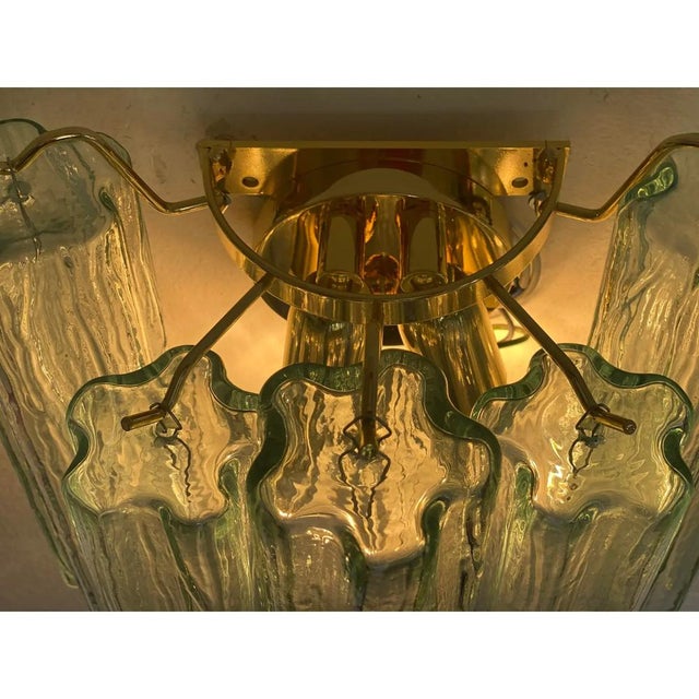 Teal Italian Murano Glass Tronchi Wall Sconces in Green Tone by Simoeng, Set of 2 For Sale - Image 8 of 9