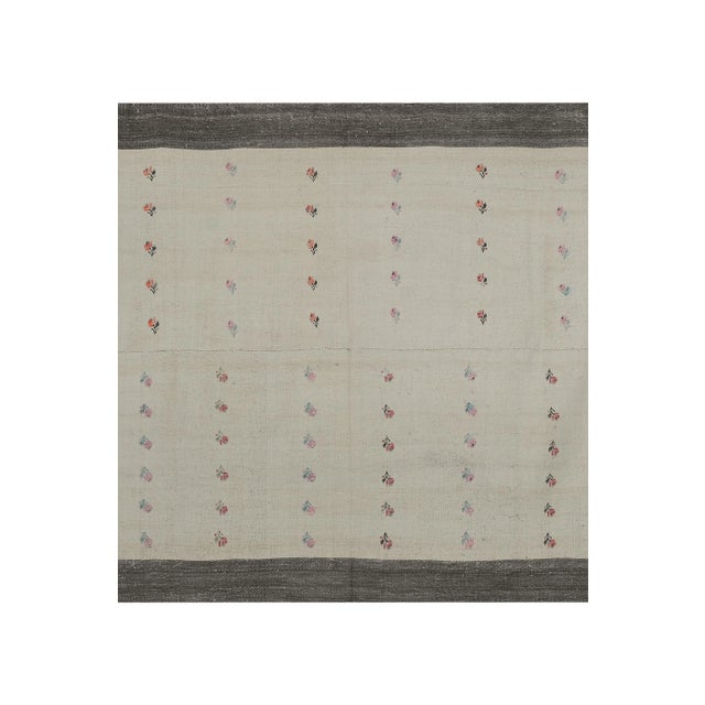 Mid-Century Modern Vintage Aubusson Floral Turkish Kilim Rug 5'8" X 8'11" For Sale - Image 3 of 11