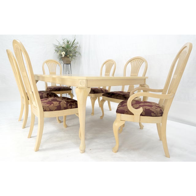 Queen An Style White Wash Dining Table 6 Chairs Set by Century Furniture MINT For Sale - Image 16 of 17