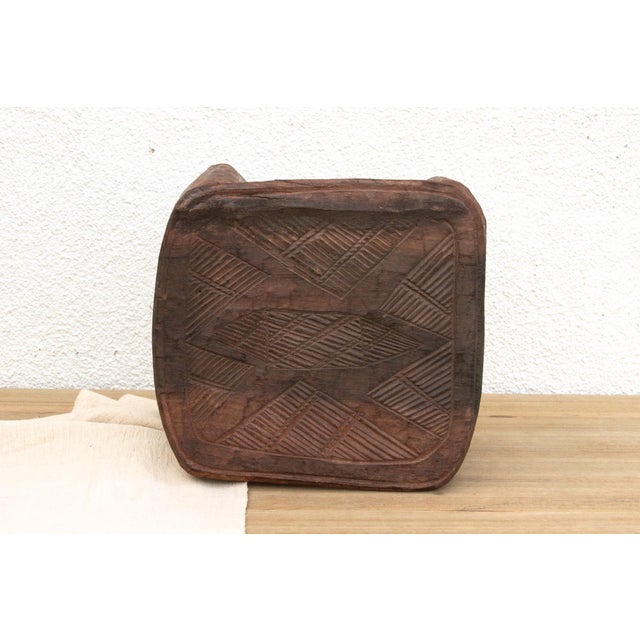 Brown Vintage Market Day Carved Stool For Sale - Image 8 of 9