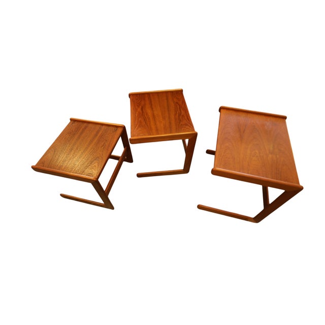 Brown Nesting Tables from Salin Nyborg, Danemark, 1960s, Set of 3 For Sale - Image 8 of 13