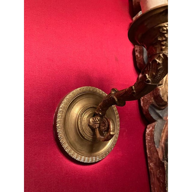 Italian Louis XVI Gilt Bronze Single-Arm Wall Light Sconces, Set of 2 For Sale - Image 3 of 12