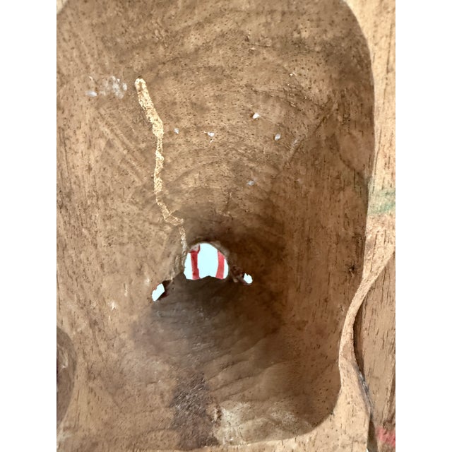 Vintage Indonesian Hand Carved Painted Wood Barong Garuda Mask For Sale - Image 11 of 12