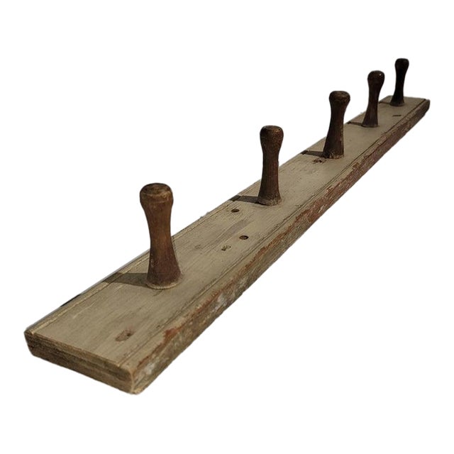 19th Century Original Cream Painted Peg Rack For Sale