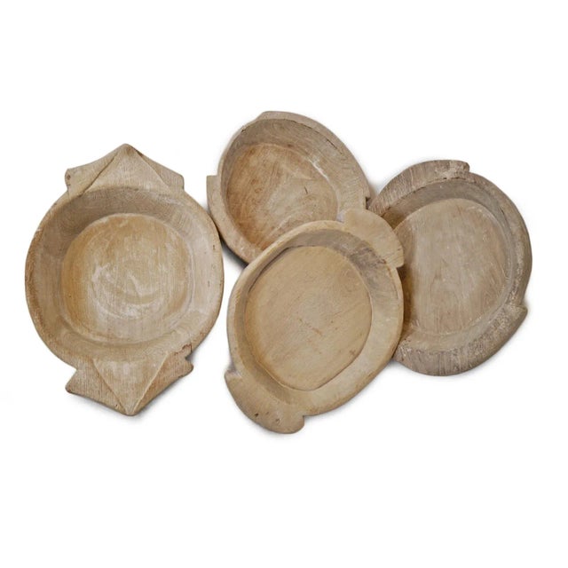 Vintage White Wash Wood Bowl For Sale In Los Angeles - Image 6 of 7