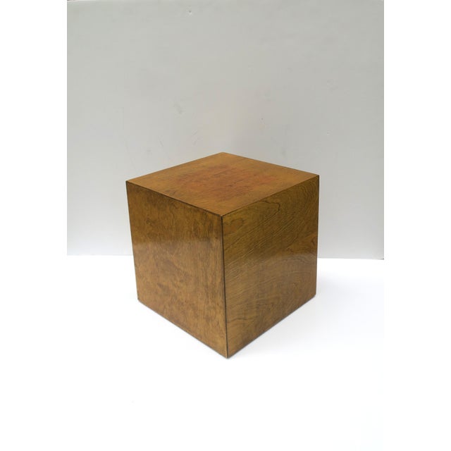 Wood Pedestal Cube End or Side Table, Modern Design Style, Circa Mid-20th Century For Sale - Image 4 of 11