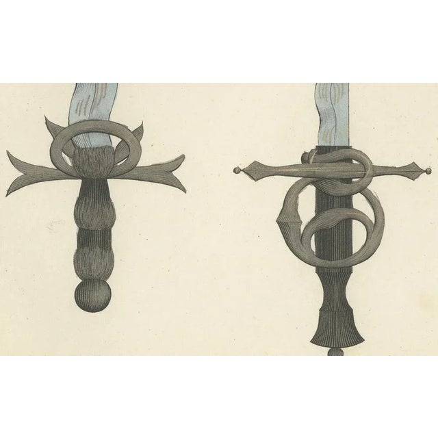 Ornate Medieval and Renaissance Swords, 1842, Lithograph For Sale - Image 4 of 6