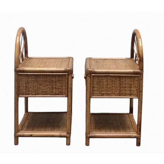 Dal Vera Nighstands in Rattan and Bamboo, 1960s, Set of 2 For Sale - Image 4 of 6