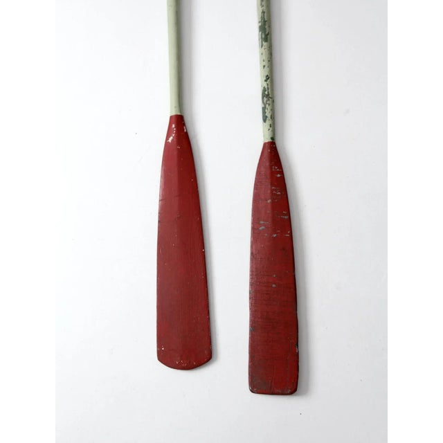 Early 20th Century Vintage Painted Wooden Oars Pair For Sale - Image 5 of 11
