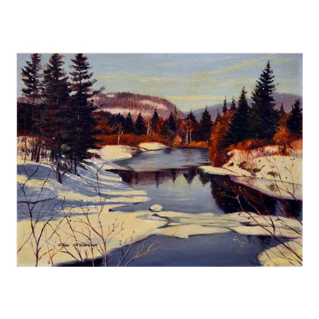 Mid Century Winter River Landscape by Alex McLaren For Sale