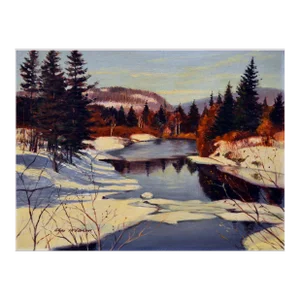 Mid Century Winter River Landscape by Alex McLaren