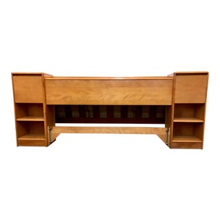 Mid Century Heywood Wakefield Full Size Headboard W/Attached Nightstands For Sale