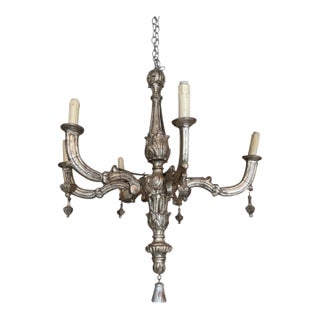 18th Century Italian 6 Arm Silverleaf Chandelier For Sale