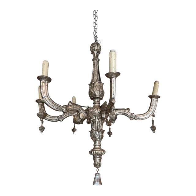 18th Century Italian 6 Arm Silverleaf Chandelier For Sale