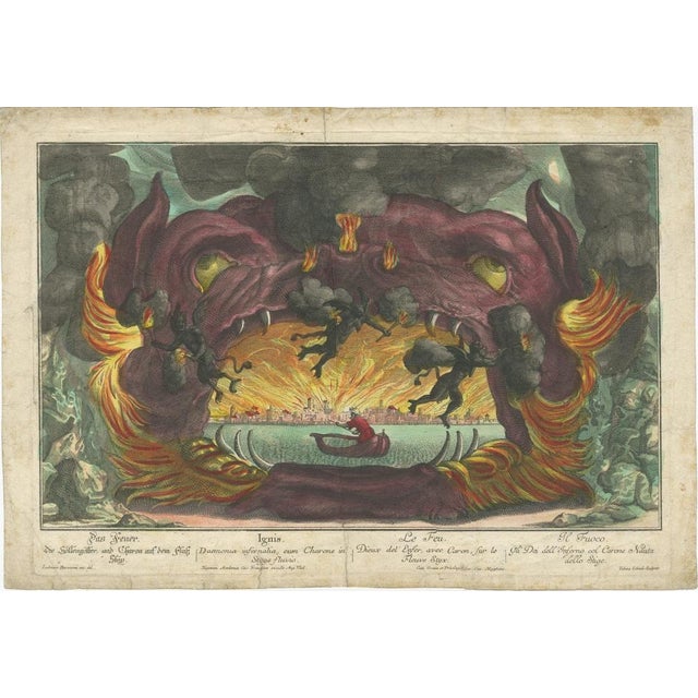 Allegory of Fire with Charon on the River Styx – 18th Century Optical Print This dramatic and richly colored 18th-century...