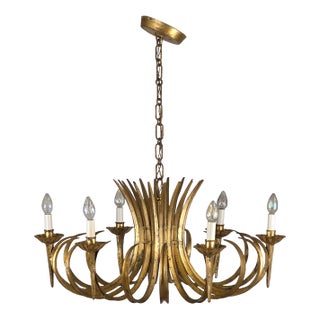 1960s Hans Kögl Gilt Metal Sheath of Wheat Chandelier For Sale