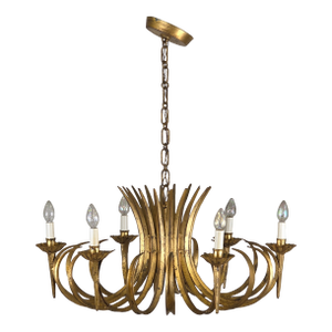 1960s Hans Kögl Gilt Metal Sheath of Wheat Chandelier