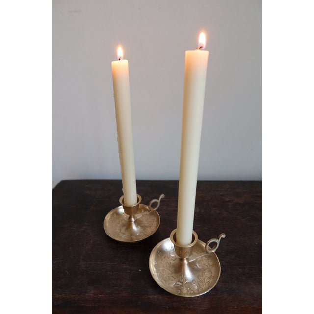 Mid 20th Century Brass Candlesticks For Sale - Image 5 of 6