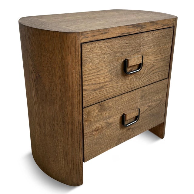2020s Mod Rounded Medium Oak Nightstand For Sale - Image 5 of 15