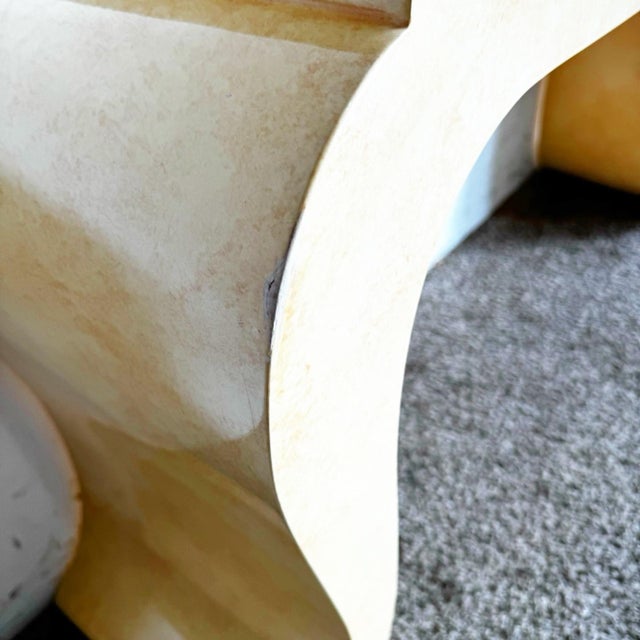 Wood Vintage Regency Faux Goat Skin and Faux Graphite Lacquered Console Table For Sale - Image 7 of 11