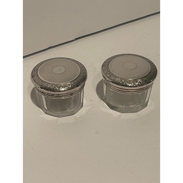 Pair of Glass Bottles with Sterling Silver Tops, Late 19th Century