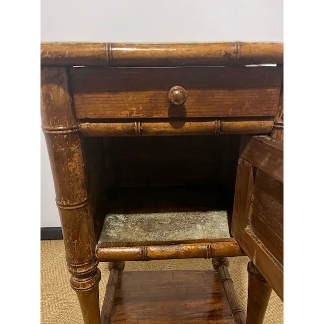 Art Nouveau Late 19th C French Aesthetic Faux Bamboo Carved Pine Side Table For Sale - Image 3 of 12