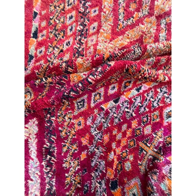 Berber Tribes of Morocco Large Vintage Beni M’Guild Moroccan Rug – Handwoven Tribal Wool Carpet in Deep Red and Saffron For Sale - Image 4 of 11