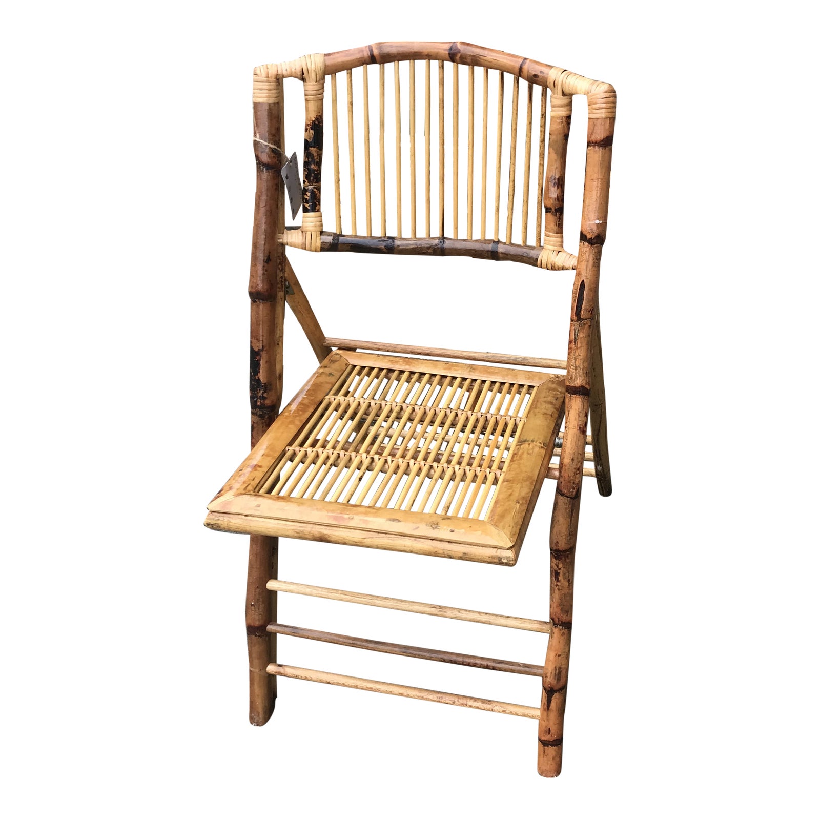 Glossy Bamboo Folding Chair Chairish