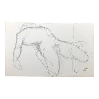 1981 James Bone University of Chicago Male Nude Drawing For Sale