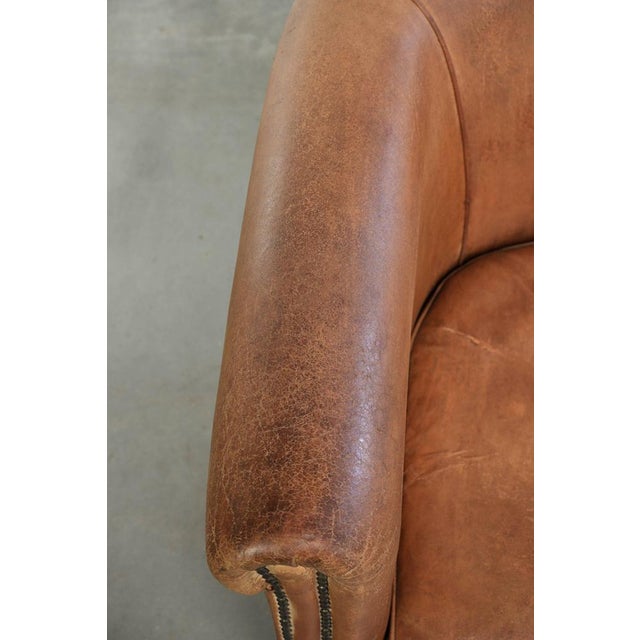 Vintage Sheepskin Club Armchair For Sale - Image 7 of 15