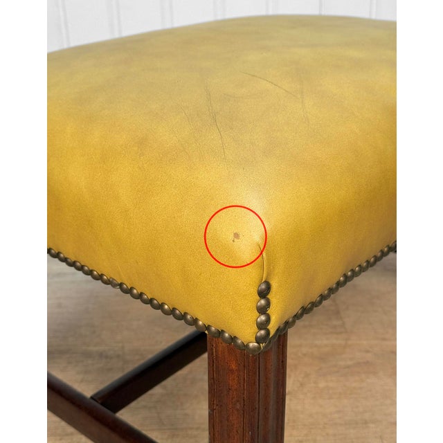 Vintage Traditional Gold Leather & Mahogany Ottoman For Sale - Image 11 of 12